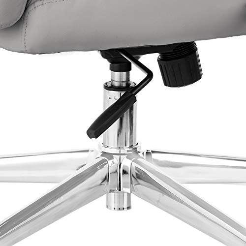 Amazon Basics Executive Desk Chair with Easy Assembly, Adjustable Height, 275lb Capacity, Wide Oversized Cushion, 29.13"D x 25.2"W x 43.11"H, Grey Bonded Leather