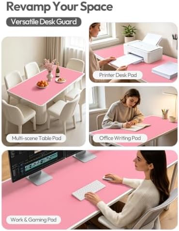 YSAGi Leather Desk Protector, Office Mat, Large Mouse Mat, Non-Slip PU Leather Blotter, Laptop Desk Mat, Waterproof Writing Pad for Office and Home(Pink, 63" x 24")