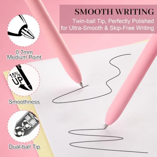 Fenmay 8 Pcs Gel Pens with Black & Pink Ink, 0.7mm Fine Point Smooth Writing Pens, Quick Dry & No Smudge, Cute Aesthetic Back-to-School Office School Supplies Gifts for Women & Students