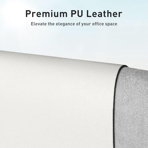 Aothia Faux Leather Desk Mat - Non-Slip PU Leather Desk Blotter, Waterproof Writing Surface, Large Desk Pad for Office & Home (Off-White, 55" x 17")