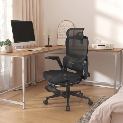 SIHOO B300 PRO Ergonomic Office Chair with Footrest, 300 LBS, Dark Black