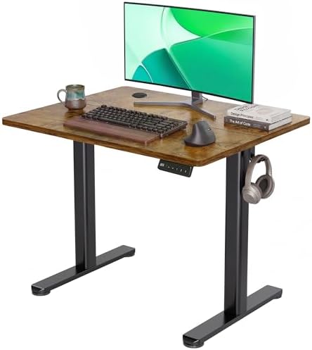 Claiks Electric Height Adjustable Standing Desk, 32x19 Inch, Rustic Brown