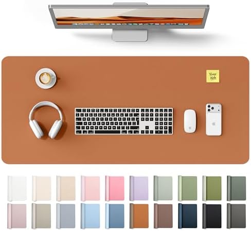 YSAGi Leather Desk Protector, Office Mat, Large Mouse Mat, Non-Slip PU Leather Blotter, Laptop Desk Mat, Waterproof Writing Pad for Office and Home(Brown, 42" x 17.2")