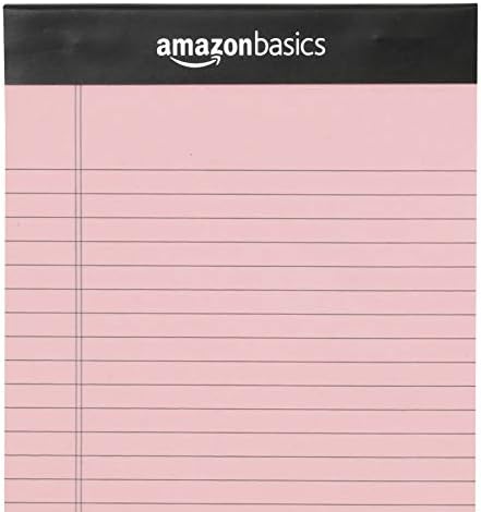 Amazon Basics Narrow Ruled Writing Pads, Perforated, 5" x 8", Multicolor, 6-Pack of 50 Sheets