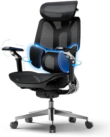Hbada E3 Pro 2026 Edition Ergonomic Office Chair, Mesh Desk Chair with 3-Zone Floating Lumbar Support, Upgraded 4D Headrest, 720° Armrests, Black