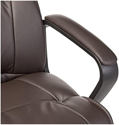 Amazon Basics Office Task Chair with Adjustable Height, 360° Swivel, Padded Armrests, Mid-Back, Rolling, 275 Pound Capacity, 24"D x 24.2"W x 34.8"H, BIFMA Certified, Dark Brown Faux Leather