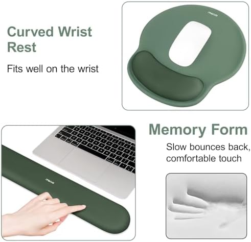 MOSISO Wrist Rest Support for Mouse Pad&Keyboard Set, Midnight Green