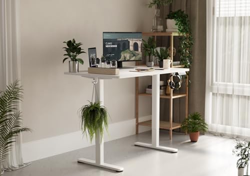 Claiks Electric Height Adjustable Standing Desk, 35x20 Inch, White