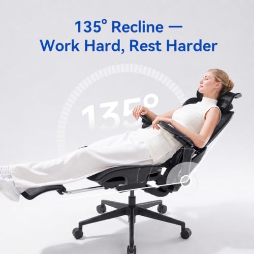 SIHOO B300 PRO Ergonomic Office Chair with Footrest, Mesh Desk Chair, Black