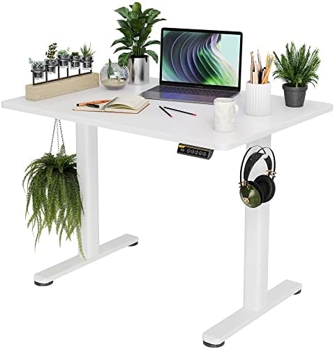 Claiks Electric Height Adjustable Standing Desk, 40x24 Inch, White