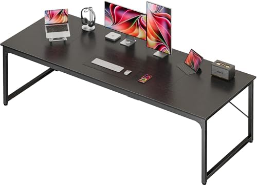 PRAISUN 78.7 X 29.5 Inch Computer Desk with Deeper Desktop, Long Gaming Office Writing Work Desk for Home Office, Study, Bedroom, Work from Home, Metal Frame, Black