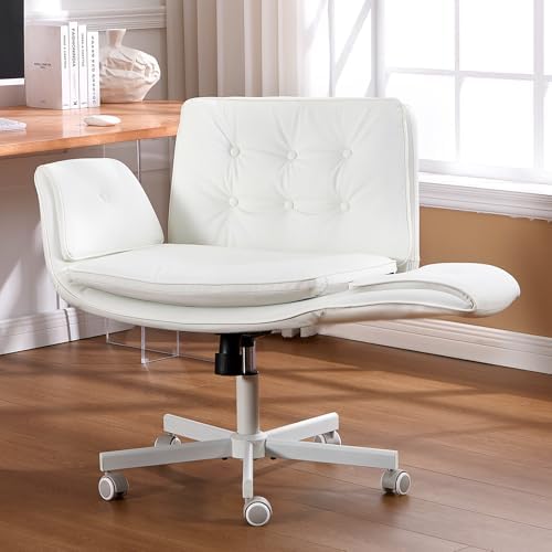 amseatec Criss Cross Office Chair, Swivel Makeup Vanity Chair with Wheels