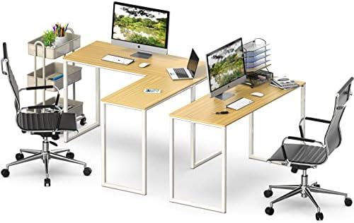SHW Mission 48 x 48 L-Shape Home Office Computer Desk, Oak