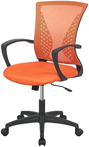 FDW | Mid Back Office Chair | Orange | with Lumbar Support, 360 Swivel