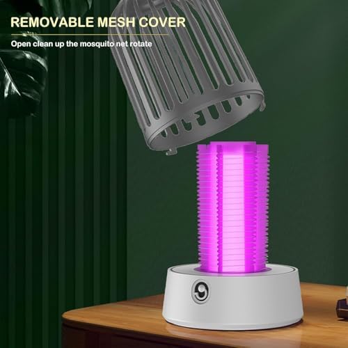 Bug Zapper Indoor & Outdoor, 2500V Electric Mosquito Killer Lamp, Portable USB Rechargeable Fly Zapper for Home, Kitchen, RV, Camping Tent, Efficient Insect Trap for Gnat, Moth, Fruit Fly, Grey