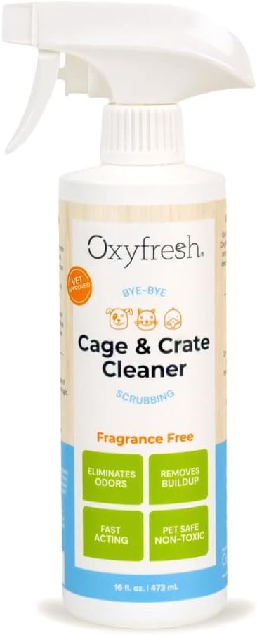 Oxyfresh Pemium Crate & Cage Cleaner – Safe, Bleach Free & Works Instantly | Professional Dog Crate & Small Animal & Bird Cage Odor Eliminator – Quickly Cleans, Removes Poop & Deodorizes Pet Odors