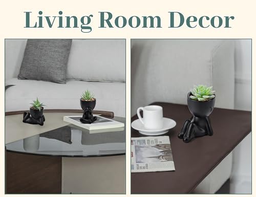 Der Rose 3 Pack Fake Plants in Black Pots for Bathroom Living Room Decor