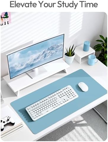 YSAGi Leather Desk Protector, Office Mat, Large Mouse Mat, Non-Slip PU Leather Blotter, Laptop Desk Mat, Waterproof Writing Pad for Office and Home(Sea Blue, 40" x 24")