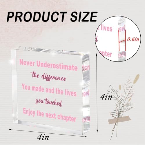 Retirement Gifts for Women - Boss Present for Lady - Pink Acrylic Decoration Office Desk Decor Retirement Decorations - Coworker Leaving Gifts for Women