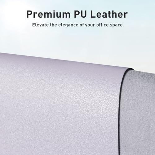 Aothia Faux Leather Desk Mat - Non-Slip PU Leather Desk Blotter, Waterproof Writing Surface, Large Desk Pad for Office & Home (Soft Lavender, 55" x 24")