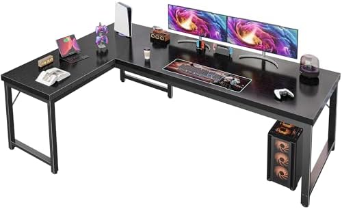 Huuger 63 Inch L Shaped Desk with 0.95 Inch Thicker Desktop