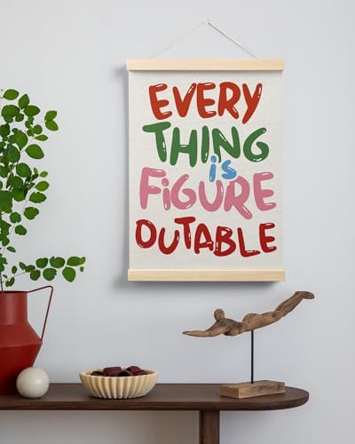 FGFK Everything is Figureoutable Colorful Inspirational Wall Art Poster Hanger Frame, Motivational Positive Affirmations Canvas Prints Framed Wall Decor for Office Classroom Home, 12x16 Inch