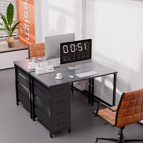 Pamray 32 Inch Computer Desk with 4 Drawers Small Office Desk for Home Bedroom Study Writing Simple Modern Computer Table Grey