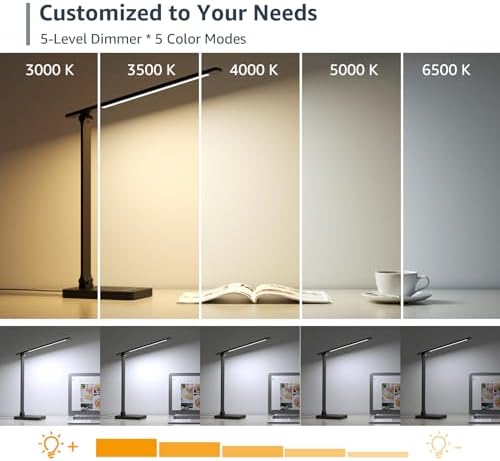 Lepro LED Desk Lamp for Home Office, 9.5W 750LM Touch Desk Light, Black