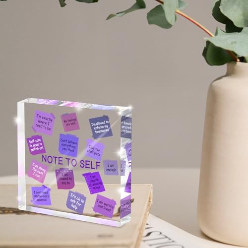 Daily Positive Energy Affirmation Acrylic Standee - 4x4 inch Purple Desktop Decoration, Uplifting and Durable Desk Decor for Office, Dorm, and Therapist Room, Gift for Daughter, Purple Decor for Desk