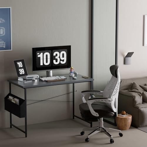 Pamray 47 Inch Computer Desk for Small Spaces with Storage Bag, Home Office Work Desk with Headphone Hook, Small Office Desk Study Writing Table