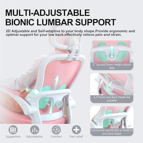 Ergonomic Office Chair,Ultra Thick Spring Cushion Desk Chair,Pink