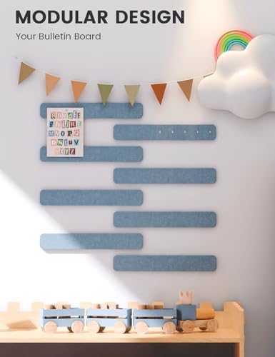 Fluxynara 13" x 2" Felt Wall Panels, Dusty Blue