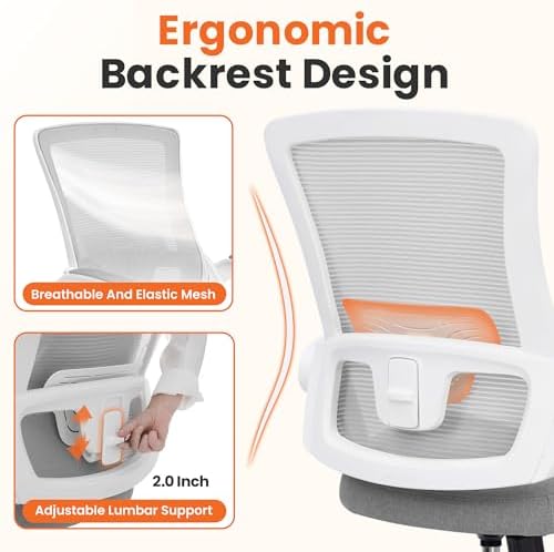 NEO CHAIR Office Desk Chair High Back Mesh Chair Adjustable Lumbar, Grey