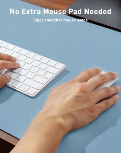 Aothia Faux Leather Desk Mat for Keyboard & Mouse (Sky Blue, 42" x 17")