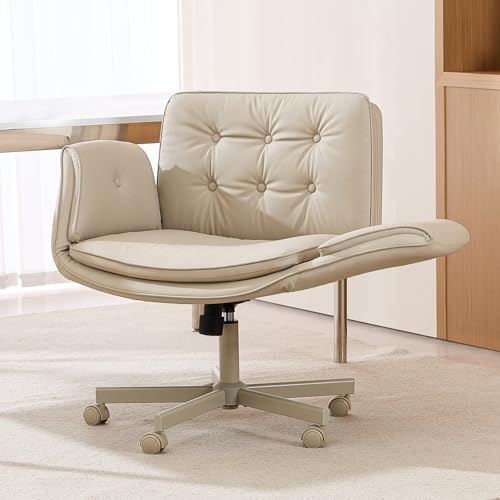 amseatec Criss Cross Office Chair, Swivel Makeup Vanity Chair with Wheels