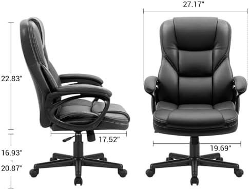 Furmax Office Executive Chair High Back Adjustable Managerial Home Desk Chair, Swivel Computer PU Leather Chair with Lumbar Support (1, Black)