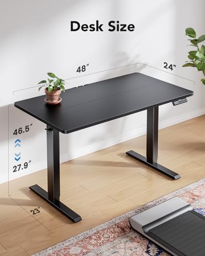 HUANUO 48x23 Inch Electric Standing Desk, Adjustable, Light Vintage Brown