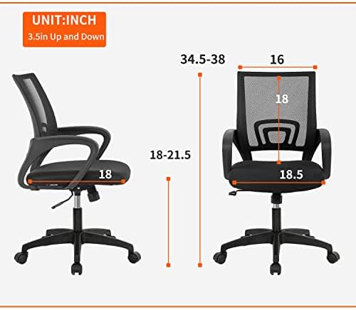 BestOffice Ergonomic Office Chair | Mid-Back Swivel Desk Chair | Black