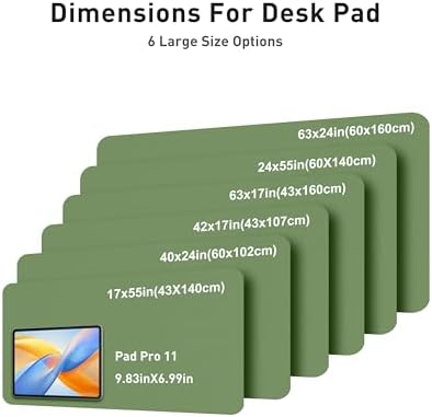 Aothia Faux Leather Desk Mat - Large Mouse Pad, Non-Slip PU Leather Blotter, Waterproof Writing Surface for Office and Home (Olive Green, 63" x 17")