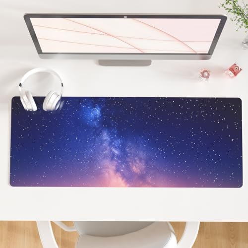 QiyI PU Leather Large Mouse Pad, Office Decor, 31.5" x 11.8", Starry Sky