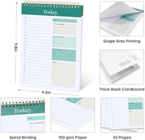 Taja To Do List Notepad, Undated Daily Planner for Work and Goal Setting