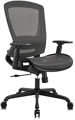 Ergonomic Mesh Office Chair,Comfy Computer Desk Chair - BIFMA 5.1 Certified Commercial Swivel Task Chair for Home Office - Adjustable Lumbar Support & Armrests,Tilt Function,Wide Seat