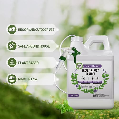 VermExon Peppermint Oil Insect & Pest Control Spray – 128oz Natural Plant-Based Bug Killer for Spiders, Ants, Flies, and Other Insects, Safe for Home & Kitchen Use
