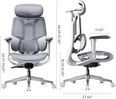 Hbada E3 Air 2026 Ergonomic Office Chair, 3-Zone Lumbar Support, Comfy Home Office Chair with Auto Recline, 4D Headrest & Armrests, 140° Tilt for Work & Relax, Grey