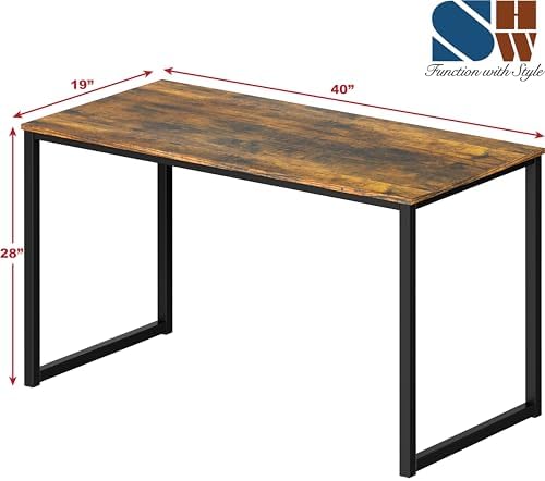SHW Mission 40-Inch Home Office Computer Desk, Rustic Brown
