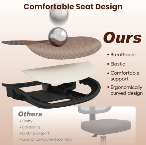 Ergonomic Office Chair, Mesh Computer Desk Chairs with BIFMA X5.1 Certified, Adjustable Lumbar Support, 3D Arm, Tilt Back, Wide Seat, Comfy Swivel Work Task Chair for Company and Home (Sunset Orange)