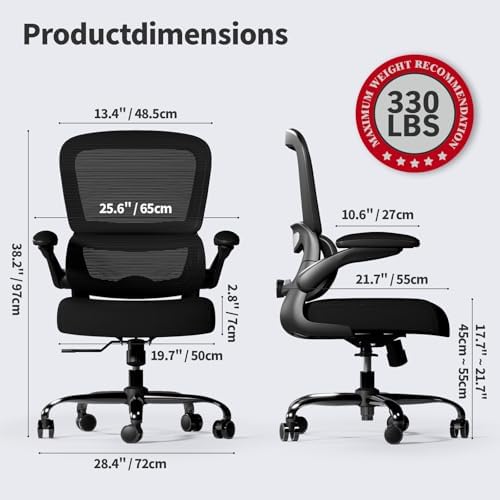 TRALT Office Chair - Ergonomic Desk Chair with Adjustable Lumbar Support, Mesh Computer Chair, Executive Chairs for Home Office Comfortable Lumbar Support Black Pack of 15