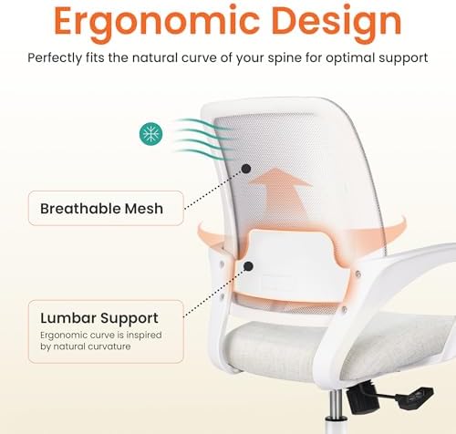NEO CHAIR Home Office Desk Chair Ergonomic Mesh with Lumbar Support, Ivory