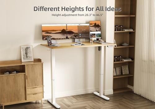 Claiks Electric Height Adjustable Standing Desk, 55x24 Inch, Bamboo