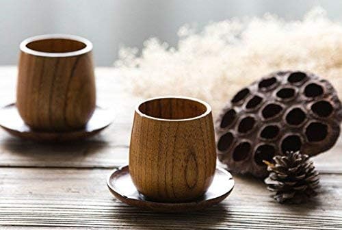 JKLcom Wooden Tea Cups Top Grade Natural Solid Wood Tea Cup 4 Pack,Wooden Teacups Coffee Mug Wine Mug for drinking Tea Coffee Wine Beer Hot Drinks,100-200 ML